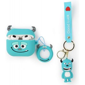 ELVORIX-Coque pour &eacute;couteurs AirPods 3e g&eacute;n&eacute;ration avec poup&eacute;e et cordon anti-perte, coque de protection antichoc en silicone avec motif de peau de dessin anim&eacute; 3D pour AirPods 3 (monstre) - Neuf