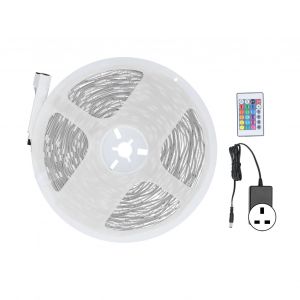 HJLIAN Bande lumineuse LED RGBW 5050 de 15 m, perles lumineuses, telecommande 24 touches, USB, pour chambre a coucher, bar, prise britannique 100-240 V - Neuf