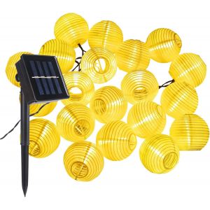 KAL-Guirlande Lumineuses Solaire Led Lanterne, 30 Leds 6,5M/21,3Ft Étanche Extérieur Décorative Guirlande Lampion Led Pour Fête, Noël, Jardin, Halloween (Blanc Chaud) - Neuf