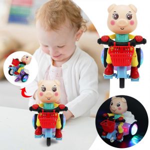 Cool Music, Lighting, Spinning, Cute Little Pig Tricycle, Children's Electric Toy Car - Neuf
