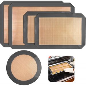 JEXNOVASHOP-5 Pi&egrave;ces Tapis De Cuisson Silicone Pour Four, Tapis Patisserie, Feuille Silicone Cuisson, R&eacute;utilisable, Antiadh&eacute;sif, Sans BPA Tapis Cuisson, pour Pain, Macarons, Biscuits - Neuf
