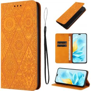 KAL-&Eacute;tui Pour Honor 200 Lite 5G 6.7 Pouces Cuir Artificiel Coque Honor 200 Lite Avec Fente Pour Carte Coque Honor 200 Lite B&eacute;quille Housse, Orange - Neuf