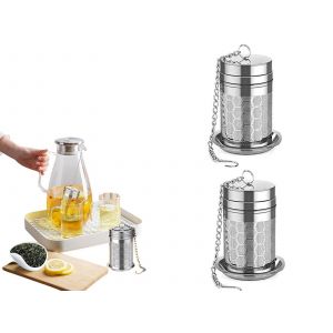Infuseur &Agrave; Th&eacute; En Acier Inoxydable Avec Plateau &Eacute;gouttoir Pour Th&eacute; En Vrac - Lot De 2 - Neuf