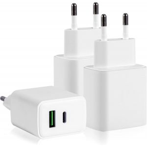 Eryi-3 Pièces Chargeur Usb C, Prise Rapide 20w Pour Iphone 15 14 13 12 11 Pro Max Se Xs Xr 8 7 6s Plus Mini Se, Pad, Arpods, Gala[1145] - Neuf