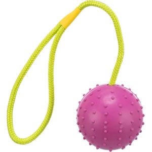 Eryi-Balle Sur Corde, Caoutchouc Naturel, Ø 7/30 Cm, Rose/Citron Vert, Jouet Pour Chien, Rapporter, Tirer À La Corde - Neuf