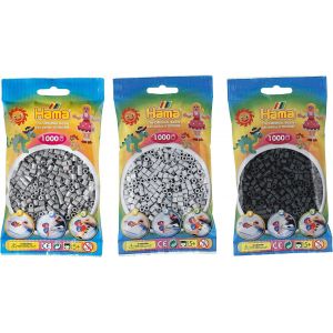 KALANKA-Hama (Kon-24) Midi Perles à Repasser - 3 Couleurs (Gris 17, Clair 70, Foncé 71) + Instructions de Repassage Avec 3 Modèles de Design - Neuf
