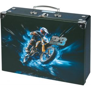nzqaf-Valise pour Enfants - Mallette en Carton pour Jouets et Fournitures Scolaires, Pliable avec Poignée en Métal, Motif Moto - Neuf