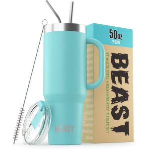 Tianyi-Beast Gobelet Isotherme À Double Paroi En Acier Inoxydable Pour Café, Glace - 1400 Ml - Bleu Turquoise - Neuf