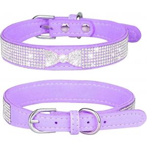 Collier De Chien En Strass,Mignon Éblouissant Scintillant Doux En Cuir De Daim Doux Chien Chat Collier De Strass Cristal Diamant Animal De Compagnie Chien Chiot Collier Collier Pour Animaux De Compag - Neuf