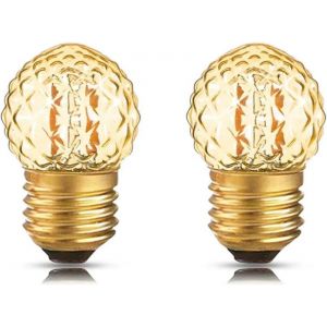 SJZG-Ampoules De Nuit Led G40 E27 De Faible Puissance 1W, Ampoule Décorative En Verre Ambré En Forme De Diamant À Intensité Variable,E26 110V,1W 4 Pièces - Neuf