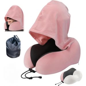 Oreiller De Voyage Avec Capuche Extra Large Pour Avion, Longs Vols, Intimit&eacute; Et Confort, Mousse &Agrave; M&eacute;moire De Forme Avec Housse Douce Pour La Peau, Soutien De La T&ecirc;te Et Du Cou Pour Avion, Bureau - Neuf