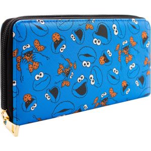 Oscar The Grouch Sesame Street Cookie Monster Om Nom Nom Porte-Monnaie/Portefeuille Pochette Poche &Agrave; Monnaie & Porte-Cartes, Bleu - Neuf