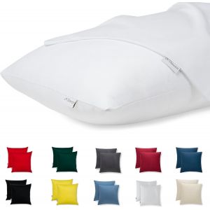 Cauc-Housse Coussin 35x35 Coton Satin Premium Lot De 2 Taie D'oreiller Pour Coussins Canap&eacute;/Lit Tissu Super Doux Resistant Et Lavable Hypoallerg&eacute;nique Anti-Acariens Avec Fermeture &Eacute;clair Invisible - Neuf