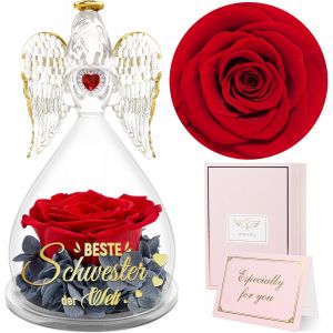 Cadeau Soeur, Eternal Rose Angel Sister Gift avec l'inscription Best Sister in The World, Eternal Flowers with Angel Figure, Gift Idea for Birthday Sister, Christmas Sister Gift - Neuf