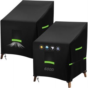 Ulteronixshop-Lot De 2 Housses De Chaise De Jardin Empilables 600d Imperm&eacute;ables Avec Rev&ecirc;tement En Polyur&eacute;thane, A&eacute;ration, Tr&egrave;s R&eacute;sistantes, Anti-Uv, 70 X 90 X 80/120 Cm - Neuf
