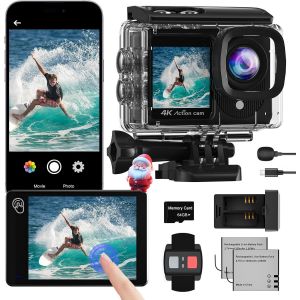 Subzonal-4k60fps Cam&eacute;ra Sport &Agrave; &Eacute;cran Tactile 48mp Cam&eacute;ra D'action Avec 64gb Carte,40m Cam&eacute;ras &Eacute;tanche,Eis Cam&eacute;rasous-Marine 170&deg; Avec Wifi T&eacute;l&eacute;commande,2 * 1350 Mah Divers Accessoires - Neuf
