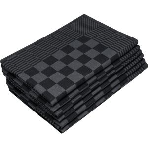 Eryi-Lot De 6 Torchons En Coton De 65x65 Cm - Extrêmement Absorbants Et Robustes - Lavables Jusqu'à 60°C - À Carreaux Noir - Qualité Gastronomique - Certifiés Oeko Tex® - Neuf