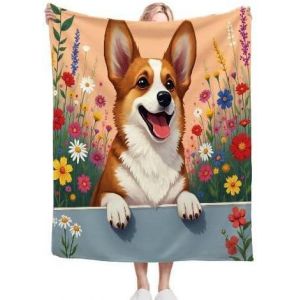 Couvertures Lit 150-220x240 Cm Corgi Jaune, Élégante Couverture Imprimée Pour Lit, Super Chaude Moelleuse Ma - Neuf