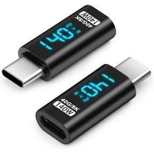 TRAHOO-Adaptateur d'extension d'affichage LED USB C, rallonge de c&acirc;ble 140 W Type-C 8K @ 60 Hz PD3.1, USB-C m&acirc;le vers Femelle Thunderbolt QC et Transfert de donn&eacute;es 40 Gbit/s (Lot de 2) - Neuf