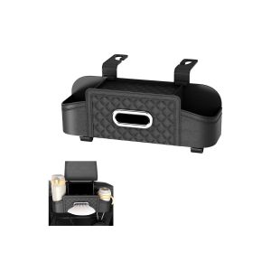 Organisateur de si&egrave;ge arri&egrave;re de voiture avec bo&icirc;te &agrave; mouchoirs et porte-gobelets - Noir - Neuf