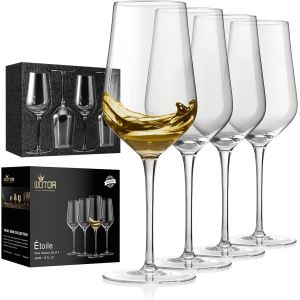 Lot De 4 Verres À Vin En Cristal Soufflé À La Main Avec Longue Tige,Verres À Vin Rouge Et Blanc De 430ml Avec Excellent Emballage Cadeau,Verres À Vin Légers Et Modernes - Neuf