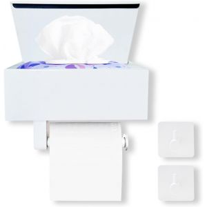meimie-Porte Papier Toilette,Porte Papier Toilette Mural Sans Perçage Avec Étagères Et Boîte À Lingettes Humides,Blanc Porte Rouleau Papier Toilette Auto-Adhésif Pour Toilettes Et Cuisines - Neuf