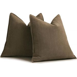 Cauc-Housse De Coussin Brun 50x50, Lot De 2 Housse Coussin En Chenille Coussin Canape Pour Canap&eacute; Au Design &Eacute;l&eacute;gant, Coussins D&eacute;coratifs Doux Et Luxueux Pour Canap&eacute;, Lit Et D&eacute;coration De La Maison - Neuf