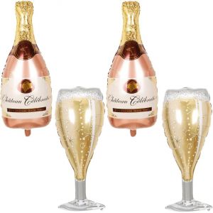 Champagne Ballons Xxl-Bouteille Aluminium, 4Pcs, Anniversaire, Mariage, Festival - Neuf