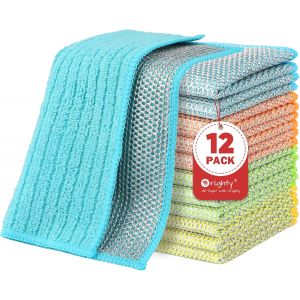Kalanka-Lot De 12 Torchons Am&eacute;lior&eacute;s &Agrave; Double Couche, Anti-Rayures, En Fil M&eacute;tallique Pour La Vaisselle, Torchon Polyvalent En Fil M&eacute;tallique, &Eacute;cumoire En Acier R&eacute;utilisable Pour La Cuisine, Torchon - Neuf