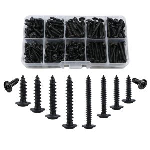 CHECARZHN--NO1-Lot De 280 Vis Autotaraudeuses M3,M4 En Métal Avec Rondelles,Kit D'Assortiment De Vis À Bois À Tête Cylindrique Cruciforme(8/10/12/16/20/25Mm),Fixations À Vis Rondes À Tête Fraisée(Noi - Neuf