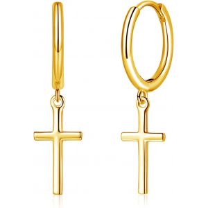 Kal-Boucles D'oreilles Créoles Pendantes Pour Femme En Argent Sterling 925 - Petites Créoles Rondes - Hypoallergéniques - En Forme De C?Ur - Croix - Étoile - Boucles D'oreilles Pendantes - Avec - Neuf