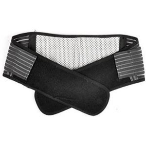 Portable Élastique Réglable Infrarouge Auto-Échauffement De Thérapie Magnétique De Retour De La Taille De Soutien Lombaire Corset Ceinture Double Sangle De Douleurs Au Bas Masseur - Taille Xl (Noir) - Neuf