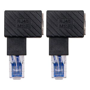 KALANKA-Lot de 2 adaptateurs coudés RJ45 mâle à 90 degrés vers RJ45 femelle compatible avec les câbles RJ45 Cat5e Cat6 standards RJ45 (angle droit) - Neuf