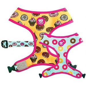 Jgd-Dukier - Harnais R&eacute;versible Pour Chien, Gilet Anti-Traction, Respirant Et R&eacute;fl&eacute;chissant Pour Animaux De Compagnie, En N&eacute;opr&egrave;ne Et En Maille, R&eacute;glable, Design Cupcakes, Taille M - Neuf