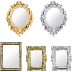 Lot de 5 miroirs miniatures pour maison de poupée, mini miroir mural pour maison de poupée, salle d'étude, chambre - Neuf