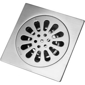 Siphon de sol carré épais en acier inoxydable anti-odeurs pour salle de bain et douche 100 x 100 mm - Neuf