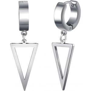 Trahoo-Hommes Boucles D'oreilles En Acier Inoxydable: Hip Hop Bagues D'oreilles Avec Pendentif De Triangle - Pendante D'oreille Géométrique Tendance - Bijoux Fantaisie Adolescent Décoration - Neuf