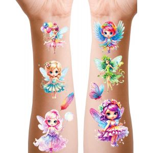 F&eacute;es Tatouages Filles,12 Feuilles De Tatouages De F&eacute;e &Agrave; Paillettes Pour Enfants,Pour Cadeaux De F&ecirc;te D'anniversaire D&eacute;coration,Doux Pour La Peau! - Neuf