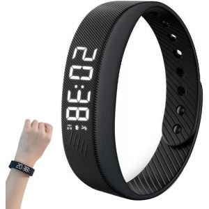 Fitsleeps Montre D'alarme, Fitsleeps - R&eacute;veil Vibrant - Bracelet - R&eacute;veil Vibrant Silencieux - R&eacute;veil Portable Avec Bracelet R&eacute;glable - Pour Hommes Et Femmes - Noir - Neuf