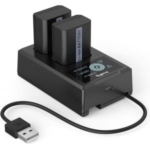 Batteries de Rechange pour Appareil Photo et Chargeur d'Ecran LCD (Lot de 2), Compatible avec NP-FW50 pour Sony A6000, A6500, A6300, A6400, A7, A7 II, A7R II, A7S II, A7S, A7R - 3818 - Neuf