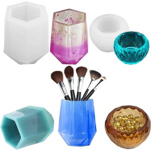 Lot De 2 Moules En R&eacute;sine De Tasse, Moules En R&eacute;sine &Eacute;poxy Bricolage Moules Pour Bougies Porte-Pinceau De Maquillage Moules En Silicone - Neuf