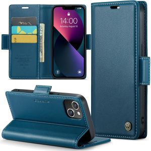 Maa-Coque Pour Iphone 14 Plus, Étui Housse En Rfid Protection Premium Pu Cuir Portefeuille Rabat Case Magnétique Stand Antichoc, Étui Case Pour Iphone 14 Plus, Bleu - Neuf