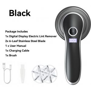 Dissolvant de peluches électrique à affichage numérique,rasoir Rechargeable en tissu à granulés pour vêtements,boules de poils en peluches,dissolvant Portable -Digital Noir - Neuf