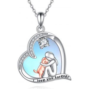 Collier Loup / &Eacute;l&eacute;phant / Chat / Chien / Maman Ours Cha&icirc;ne En Argent Sterling Pour M&egrave;re Fille Collier Coeur Bijoux Cadeaux Pour Femme,M&egrave;re,Fille - Neuf