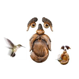 Mangeoire &Agrave; Oiseaux En R&eacute;sine Repr&eacute;sentant Un Visage De Vieil Homme, Sculpture Pour La D&eacute;coration De Jardin Ext&eacute;rieur - Neuf
