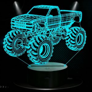Veilleuse Enfant Camion 3d, Truck Illusions Lampe De Nuit,7 Couleurs Led, Id&eacute;e Cadeau Gar&ccedil;on, D&eacute;coration Chambre Enfant - Neuf