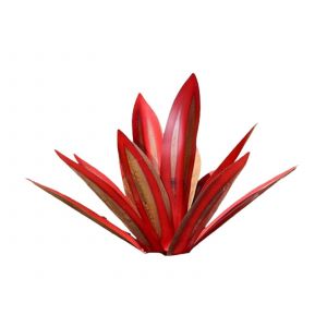 Sculpture D'agave En M&eacute;tal De 27 Cm, 9 Feuilles, D&eacute;coration De Jardin Rouge - Neuf