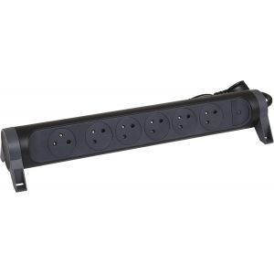 CHENG-LEGRAND - Multiprise Rotative Avec Interrupteur &agrave; Voyant LED - 6 Prises Surface avec Terre - Cordon 1,5m - Noir et Gris Fonc&eacute; - Neuf