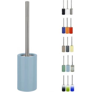 KAL-Brosse Wc Porte-Balai Toilette Pot À Balai ¿Tube¿ Ensemble Wc À Poser En Céramique Et Acier Inoxydable Bleu Clair - Neuf