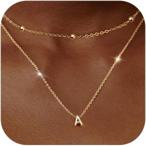 Kal-Collier Prenom Personnalisé Multirang Collier Initiale Collier Lettre Femme Argent Nom Collier Avec Petit Pendentif Lettre Collier Prenom Personnalisé Femmes Filles Cadeaux - Neuf
